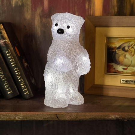 Фигура светодиодная акриловая "Медвежонок" 12х22х13см 10LED бел. 0.5Вт 4.5В IP20 элементы питания 3хAAA (не в компл.) Neon-Night 513-311