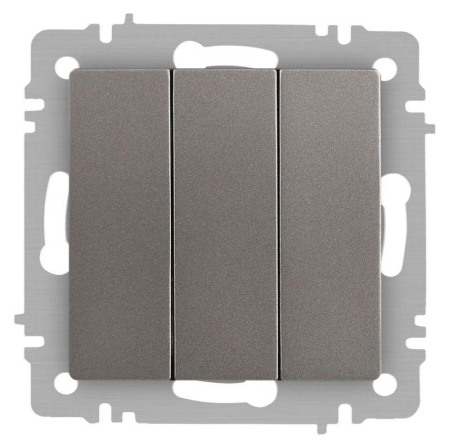 Выключатель 3-кл. СП Accent 6-106-09 10А IP20 250В AL/CU титан Intro Б0063549