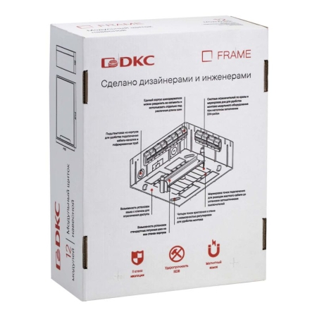 Щиток настенный 12мод. FRAME с тонированной дверцей с 2 шин PEN на 8+6 отверст. бел. DKC F12W1WD