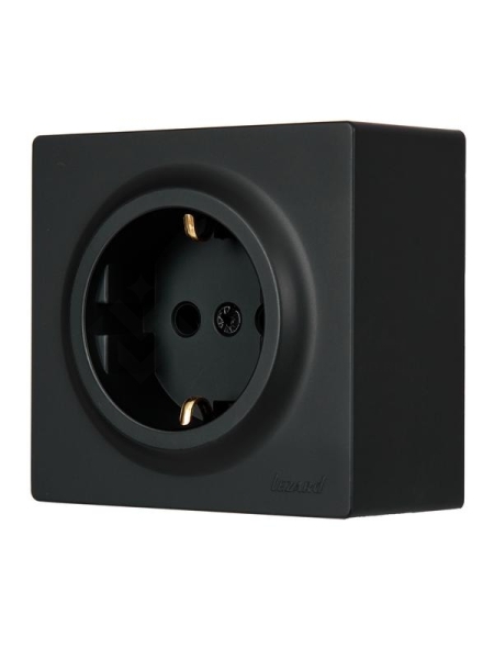 Розетка 1-м ОП LETO с заземл. ПБТ черн. бархат LEZARD 752-4200-122B