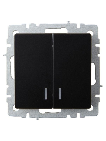 Выключатель 2-кл. СП BRITE ВС10-2-1-БрЧ 10А с индик. механизм черн. IEK BR-V20-1-10-K02