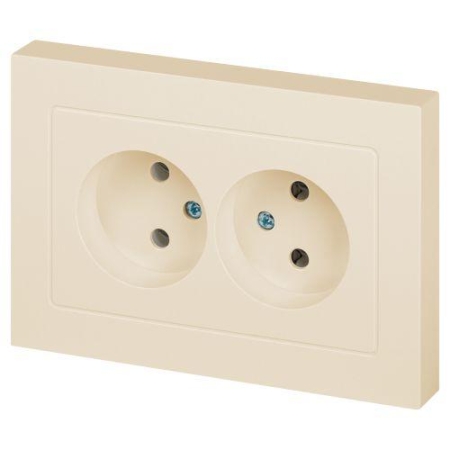 Розетка 2-м СП Accent 6-204-02 16А IP20 250В 2P AL/CU сл. кость Intro Б0063474