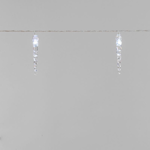 Гирлянда светодиодная "Сосульки" 1.5м 10LED бел. 0.1Вт IP20 провод ПВХ прозр. элементы питания 2хAA (не в компл.) Neon-Night 303-094