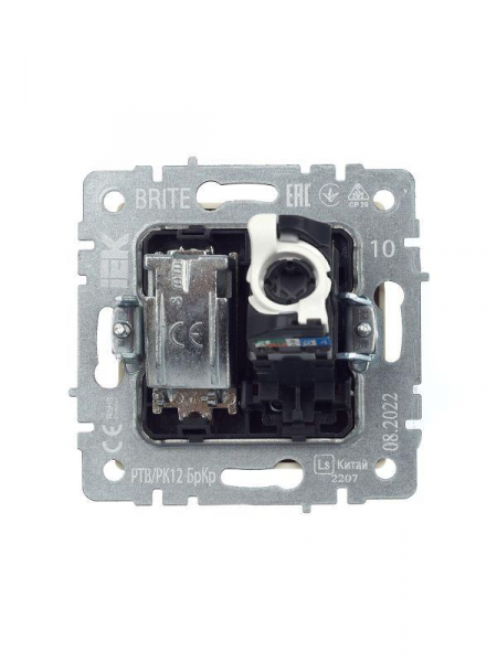 Розетка компьютерная + телевизионная 2-м Brite РТВ/РК12-БрКр RJ45 кат.5E + TV механизм беж. IEK BR-AK20-1-K10