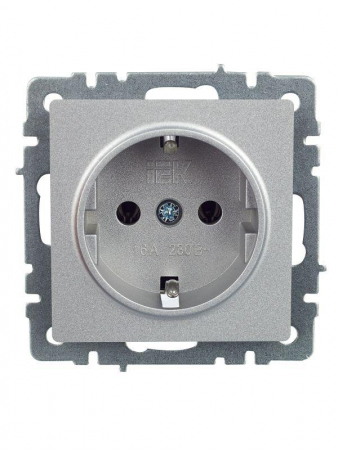 Розетка BRITE РС11-1-0-БрА 16А с заземл. без защ. шторки механизм алюм. IEK BR-R11-16-K47