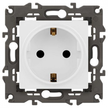 Розетка 1-м СП Эра Elegance 14-2102-01 16А IP20 16AX 250В 2P+E Schuko защ. шторки бел. Эра Б0034272