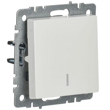 Выключатель 1-кл. СП BRITE ВС10-1-1-БрБ 10А с индик. механизм бел. IEK BR-V10-1-10-K01