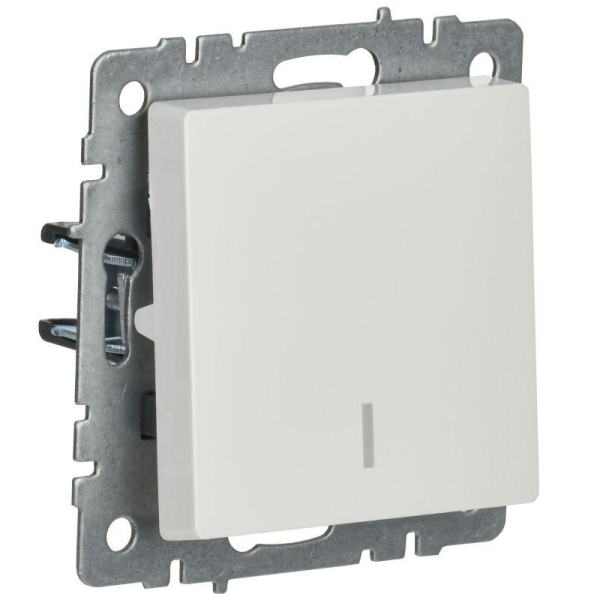 Выключатель 1-кл. СП BRITE ВС10-1-1-БрБ 10А с индик. механизм бел. IEK BR-V10-1-10-K01