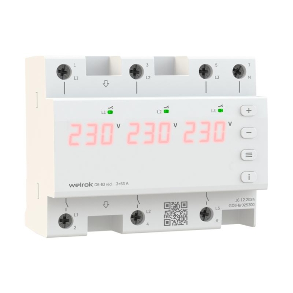 Реле напряжения D6-63 red Welrok 4660251140410