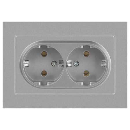 Розетка 2-м СП Accent 6-205-03 16А IP20 250В 2P+E Schuko AL/CU алюм. Intro Б0063490