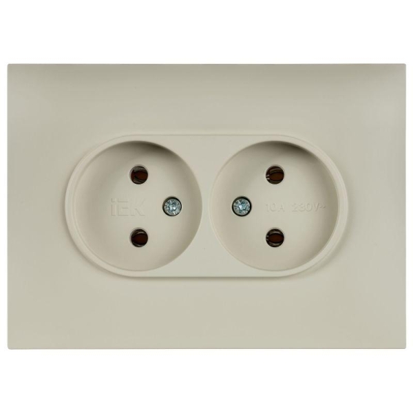 Розетка 2-м SKANDY 10А без заземл. без защ. шторок в сборе SK-R10B беж. IEK SK-R20-10-K10-F