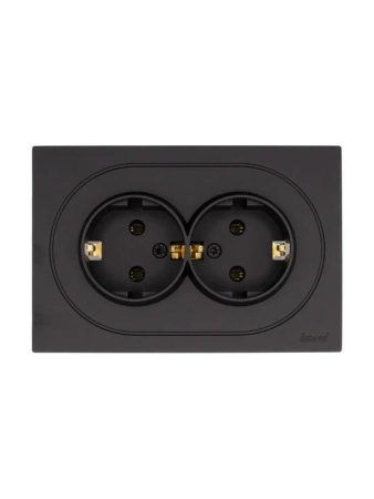 Розетка 2-м СП OSEN с заземл. ПБТ механизм черн. бархат LEZARD 743-4200-127B