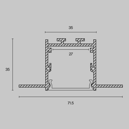 Профиль алюминиевый скрытого монтажа 71х35 Maytoni ALM-7135-S-2M