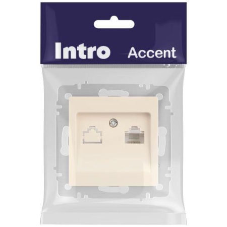 Розетка компьютерная 1-м СП Accent 6-303-02 RJ45 IP20 сл. кость Intro Б0063627