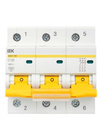 Выключатель автоматический модульный 3п C 100А 10кА ВА47-100 KARAT IEK MVA40-3-100-C