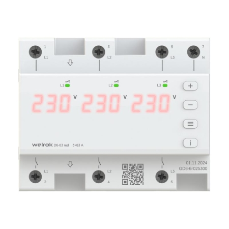 Реле напряжения D6-63 red Welrok 4660251140410