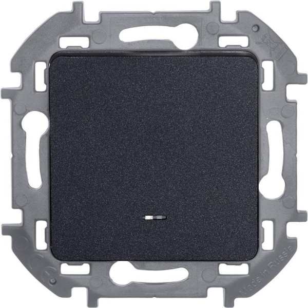 Переключатель 1-кл. Inspiria 10А IP20 250В 10AX с подсветкой/индикацией механизм антрацит IEK 673663