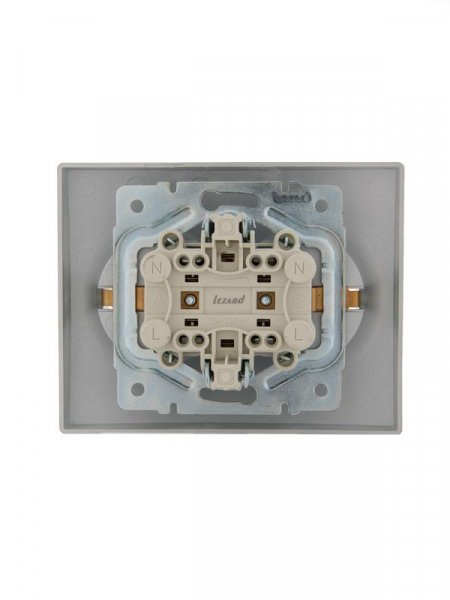 Розетка 2-м СП Karina с заземл. термопласт матов. серебр. LEZARD 707-4300-127B