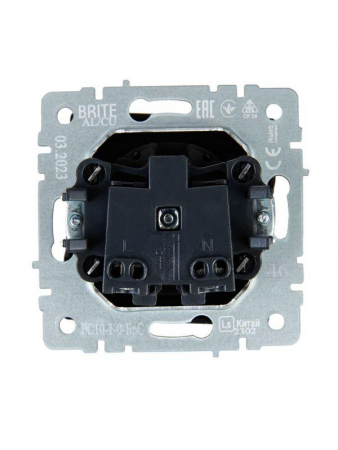Розетка 1-м СП BRITE РС10-1-0-БрС 10А без заземл. без защ. шторок механизм сталь IEK BR-R10-10-K46