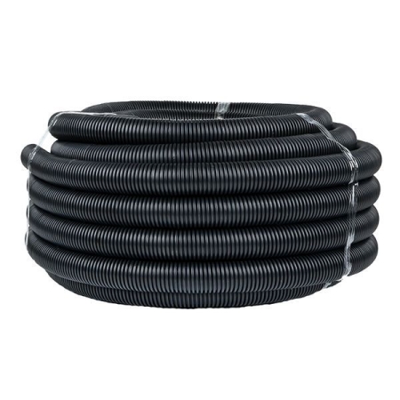 Труба гофрированная d40мм с протяжкой безгалоген. трудногорючая (FRHF) черн. (уп.25м) Plast EKF FRHF-40