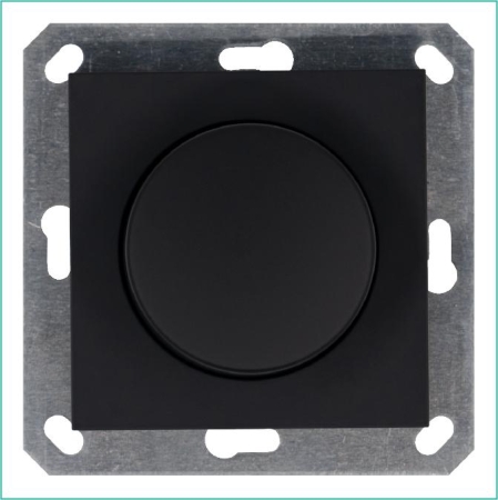 Светорегулятор поворотно-нажимной (диммер) LED 30-400Вт 1gang 2way механизм черн. матов. soft touch Jasmart G4012PB