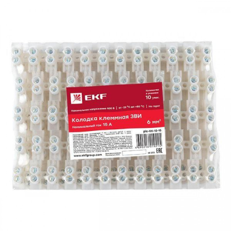 Колодка клеммная 12кв.мм 15А полиэтилен PROxima EKF plc-KK-12-15