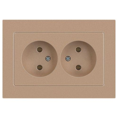 Розетка 2-м СП Accent 6-204-04 16А IP20 250В 2P AL/CU шампань Intro Б0063462