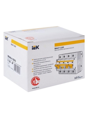 Выключатель автоматический модульный 4п C 100А 10кА ВА47-100 KARAT IEK MVA40-4-100-C