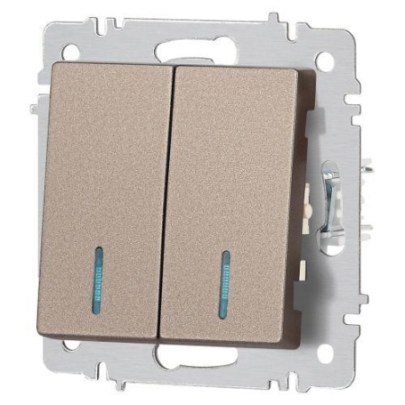 Выключатель 2-кл. СП Accent 6-105-08 10А IP20 250В с подсветкой AL/CU бронза Intro Б0063523
