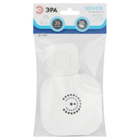 Звонок беспроводной дверной 36 мелодий BIONIC White бел. (в пакете) Эра Б0061074