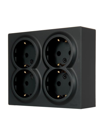 Розетка 4-м ОП LETO с заземл. закрытый корпус ПБТ черн. бархат LEZARD 752-4200-127BDP