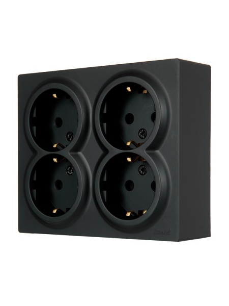 Розетка 4-м ОП LETO с заземл. закрытый корпус ПБТ черн. бархат LEZARD 752-4200-127BDP