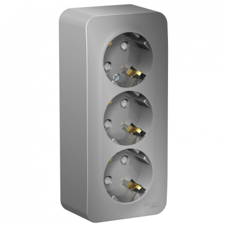 Розетка 3-м ОП Blanca 16А IP20 250В с заземл. защ. шторки с изолир. пластиной алюм. SE BLNRA011313