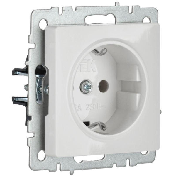Розетка BRITE РС11-1-0-БрБ 16А с заземл. без защ. шторки механизм бел. IEK BR-R11-16-K01