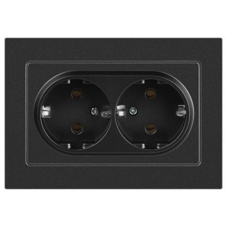 Розетка 2-м СП Accent 6-205-07 16А IP20 250В 2P+E Schuko AL/CU графит Intro Б0063496