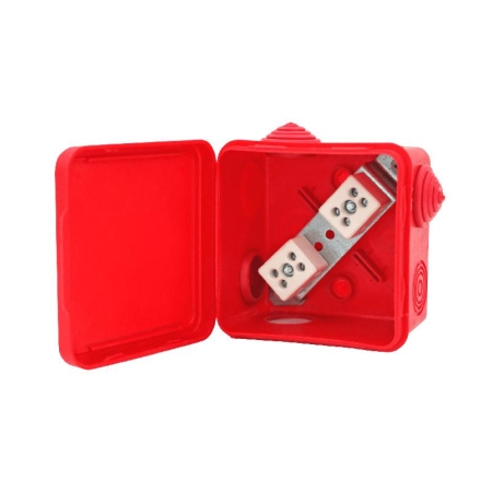 Коробка распределительная огнестойкая 100х100х50мм IP54 КРОПС-П1 FRJB-KM-P1-10-03-КРОПС-IP54 КРОПС-П1 для кабелей до 10кв.мм 3 клеммы КМ KR0018