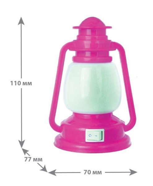 Светильник светодиодный NL-170 "Фонарик" 220В ночник с выкл. розов. Camelion 12526
