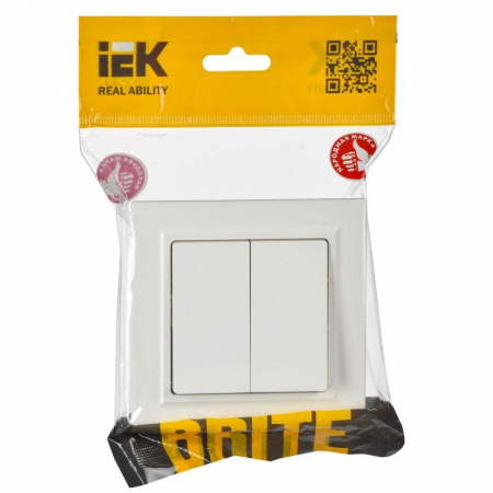 Выключатель проходной 2-кл. СП BRITE ВС10-2-6-БрБ 10А механизм бел. IEK BR-V22-0-10-K01