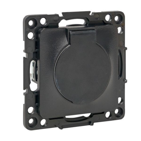 Розетка 1-м СП Стокгольм 16А IP44 с заземл. защ. шторки с крышкой механизм черн. PROxima EKF EZR16-028-10-44