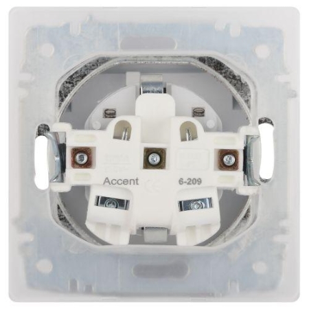 Розетка 1-м СП Accent 6-209-01 16А IP44 250В 2P+E Schuko с крышкой защ. штор. AL/CU бел. Intro Б0063553