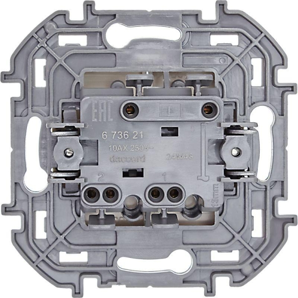 Выключатель 2-кл. Inspiria 10А IP20 250В 10AX механизм сл. кость IEK 673621