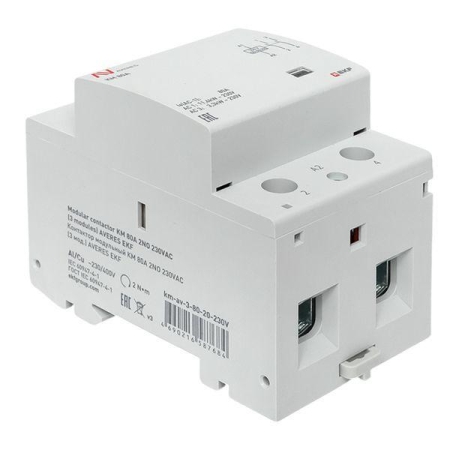 Контактор модульный КМ 80А 2NО 230В AC (3 мод.) AVERES EKF km-av-3-80-20-230V