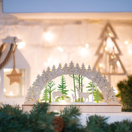 Фигура деревянная "Семейство оленей" 30х5х15.7см 1Вт IP20 с подсветкой Neon-Night 504-026