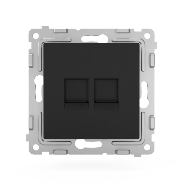 Розетка компьютерная 2-м СП Pixel RJ45 кат.5E механизм карбон TOKOV ELECTRIC TKE-PX-RC2-C14