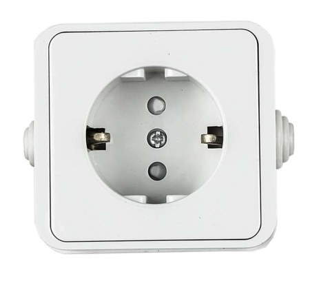 Розетка 1-м AQUA 3113 защ. шторки с заземл. п/герм. бел. ASD / IN HOME 4690612003450