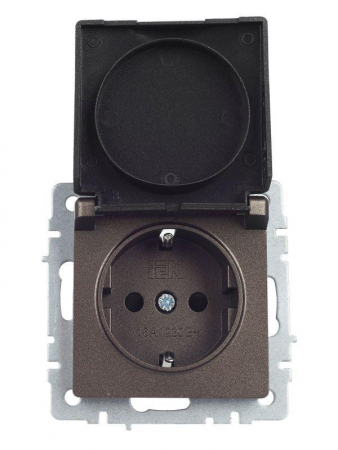 Розетка BRITE РСбш10-3-44-БрТБ 16А IP44 с заземл. защ. шторки с крышкой механизм бронза IEK BR-R16-16-44-K45