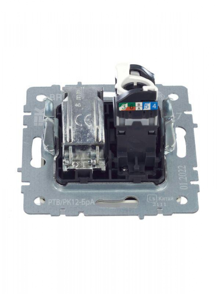 Розетка компьютерная + телевизионная 2-м Brite РТВ/РК12-БрА RJ45 кат.5E + TV механизм алюм. IEK BR-AK20-1-K47