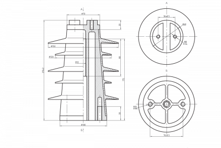 Изоляторы опорные ребристые полимерные типа ОПК на напряжение 10 кВ