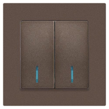 Выключатель 2-кл. СП Accent 6-105-08 10А IP20 250В с подсветкой AL/CU бронза Intro Б0063523