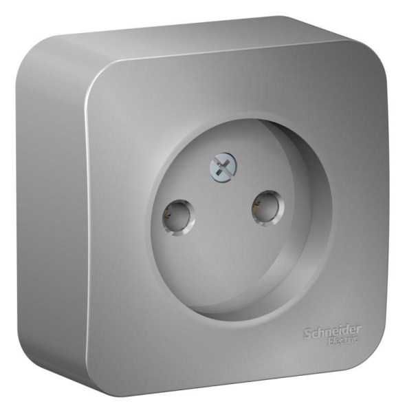 Розетка 1-м ОП Blanca 16А IP20 250В без заземл. без защ. шторок алюм. SE BLNRA000103